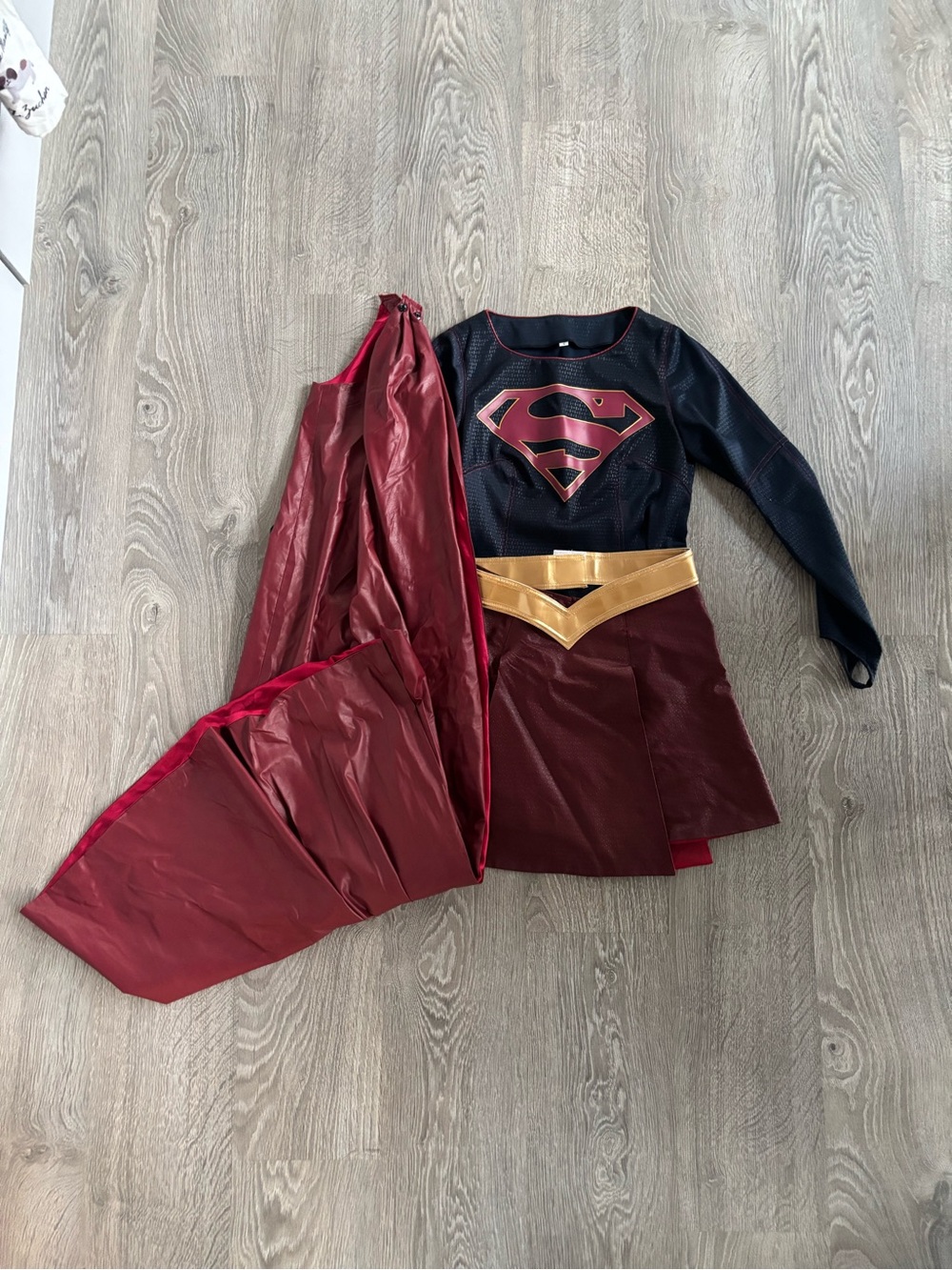 Supergirl Costume Dress with Cape - Red, Black & Gold
